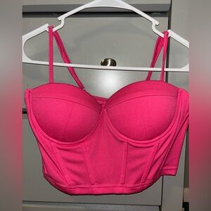Hot Pink Going Out Corset Crop Top